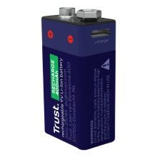 PILAS 9V RECARGABLE TRUST 25745 9V BLISTER 1 UNIDAD USB-C (ECOTASAS INCLUIDAS)