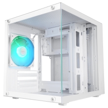 Caja mATX Mars Gaming MC-CUBEW GPU MAX 260mm Cubo Panoramico ARGB USB-C Blanco
