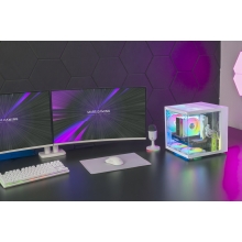Caja mATX Mars Gaming MC-CUBEW GPU MAX 260mm Cubo Panoramico ARGB USB-C Blanco