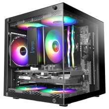 Caja mATX Mars Gaming MC-CUBE GPU MAX 260mm Cubo Panoramico ARGB USB-C negro