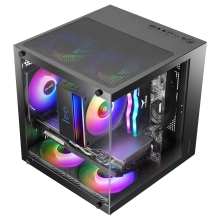 Caja mATX Mars Gaming MC-CUBE GPU MAX 260mm Cubo Panoramico ARGB USB-C negro