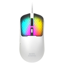 RATON MARS GAMING MM-VIPERW ULTRALIGERO 56G CABLEADO USB 6 BOTONES 12800 DPI RGB BLANCO