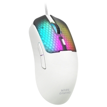 RATON MARS GAMING MM-VIPERW ULTRALIGERO 56G CABLEADO USB 6 BOTONES 12800 DPI RGB BLANCO