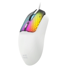 RATON MARS GAMING MM-VIPERW ULTRALIGERO 56G CABLEADO USB 6 BOTONES 12800 DPI RGB BLANCO
