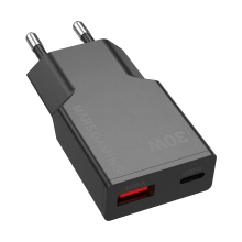 CARGADOR USB GAN MARS GAMING MD-GAN30 30W 1xUSB-C 1xUSB-A PD NEGRO