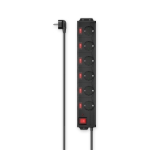 Regleta de alimentacion HAMA con 6 tomas protección atípicos 1,4m negro