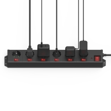 Regleta de alimentacion HAMA con 6 tomas protección atípicos 1,4m negro