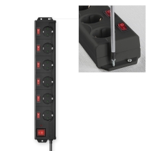 Regleta de alimentacion HAMA con 6 tomas protección atípicos 1,4m negro