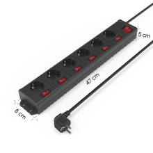 Regleta de alimentacion HAMA con 6 tomas protección atípicos 1,4m negro