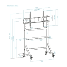 Soporte De Suelo Con Ruedas Tooq Fs20105m-b 60-105" Max 150kg Vesa 1000x600 Bandejas Negro