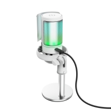 MICROFONO TRUST GXT 238W AURON GAMING USB ILUMINACION LED PATRON CARDIOIDE TRIPODE BLANCO