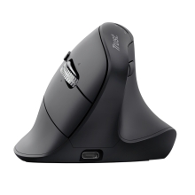Ratón vertical Trust VYRAN inalámbrico Ergo 2400DPI 7 botones hiperscroll multidevice recargable USB-C negro