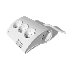 Regleta de escritorio ewent 5 tomas de corriente 2 puertos usb blanco