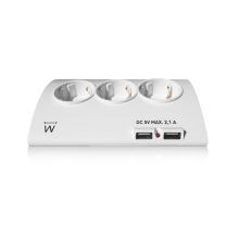 Regleta de escritorio ewent 5 tomas de corriente 2 puertos usb blanco