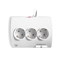 Regleta de escritorio ewent 5 tomas de corriente 2 puertos usb blanco