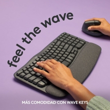 TECLADO LOGITECH WIRELESS WAVE KEYS ERGONOMICO ONDULADO REPOSITOR RECEPTOR BOLT GRAFITO