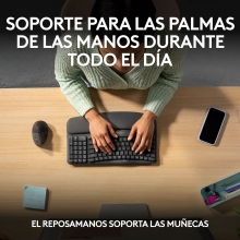 TECLADO LOGITECH WIRELESS WAVE KEYS ERGONOMICO ONDULADO REPOSITOR RECEPTOR BOLT GRAFITO