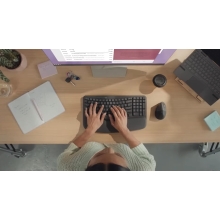 TECLADO LOGITECH WIRELESS WAVE KEYS ERGONOMICO ONDULADO REPOSITOR RECEPTOR BOLT GRAFITO