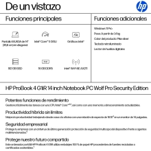 HP ProBook 4 G1iR Wolf Pro Security Edition Intel Core 5 120U Portátil 35,6 cm (14") WUXGA 16 GB DDR5-SDRAM 512 GB SSD Wi-Fi 6E (802.11ax) Windows 11 Pro Plata