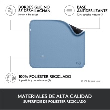ALFOMBRILLA LOGITECH STUDIO MATERIAL RECICLADO PET SUPERFICIE TELA GOMA ANTIDESLIZANTE 230X200MM GRI
