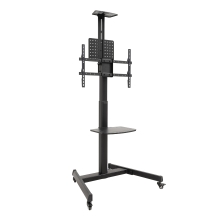 TooQ COMETA Soporte de Suelo con Ruedas con Regulación de Altura para Pantallas 37"- 70", Rotación 90°, Negro