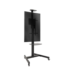 TooQ COMETA Soporte de Suelo con Ruedas con Regulación de Altura para Pantallas 37"- 70", Rotación 90°, Negro