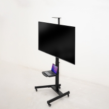 TooQ COMETA Soporte de Suelo con Ruedas con Regulación de Altura para Pantallas 37"- 70", Rotación 90°, Negro