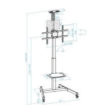 TooQ COMETA Soporte de Suelo con Ruedas con Regulación de Altura para Pantallas 37"- 70", Rotación 90°, Negro