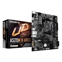GIGABYTE A520M H ARGB Placa Base  Compatible con CPUs AMD Ryzen Serie 5000, hasta 5100 MHz DDR4 (OC), M.2 PCIe 3.0 x4, LAN 1 GbE, USB 3.2 Gen 1