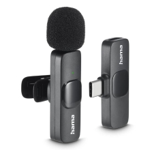 MICROFONO HAMA SMART WIRELESS GADGET USB-C CANCELACION RUIDO IA PATRON OMNIDIRECCIONAL PINZA NEGRO