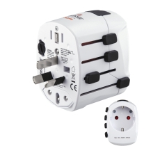 ADAPTADOR DE VIAJE HAMA DE 3 CLAVIJAS HASTA 150 PAISES