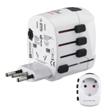 ADAPTADOR DE VIAJE HAMA DE 3 CLAVIJAS HASTA 150 PAISES