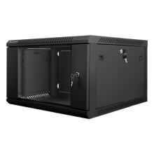 Armario Rack  19" Mural 6U/600X600 (desmontado ) NEGRO V2-puerta cristal.