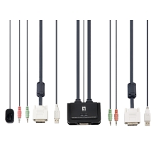 CONMUTADOR AUTOMATICO LEVEL ONE V/T/M 1a2 CPUs DVII USB CON AUDIO CABLES INCLUIDOS KVM-0260