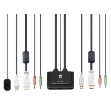 CONMUTADOR AUTOMATICO LEVEL ONE V/T/M 1a2 CPUs HDMI USB CON AUDIO CABLES INCLUIDOS