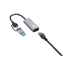 ADAPTADOR USB-C LEVEL ONE USB-0423 A RJ45 1x2.5 GIGABIT CON ADAPTADOR A USB-A