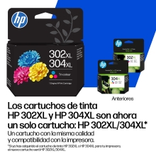 HP Paquete combinado de 2 cartuchos de tinta negra/tricolor 302/304