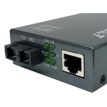 CONVERSOR DE MEDIOS GIGABIT LEVELONE  RJ45 A SC, PoE PSE MONOMODO 1310nm 20km GVT-2014