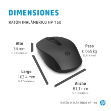 Ratón inalambrico HP 150 NEGRO