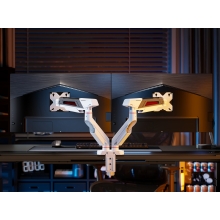 SOPORTE DE MESA GAMING EQUIP 650191 DOS PANTALLAS 17"-38" COLOR BLANCO HASTA 16KG POR PANTALLA