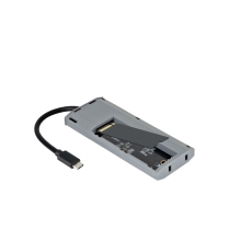 TooQ Caja externa para SSD M.2 NGFF/NVMe + HUB USB 3.2 Gen2 con 1xUSB-C/PD + 2xUSB-A + USB-C + HDMI, Gris