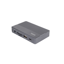TooQ Caja externa para SSD M.2 NVMe/SATA + HUB USB-C 3.2 Gen2 con 2x USB-A 3.1 + 1x USB-A 2.0 + USB-C 3.2 Gen2 + HDMI 2.0 + RJ45 + SD/TF + AUDIO + USB-C PD 100W, Gris