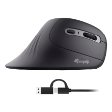 MOUSE VERTICAL EQUIP ERGONOMICO USB-C & USB-A 6 BOTONES 7200DPI  COLOR NEGRO