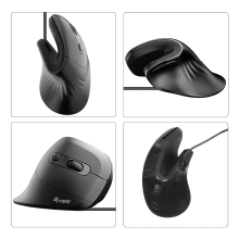 MOUSE VERTICAL EQUIP ERGONOMICO USB-C & USB-A 6 BOTONES 7200DPI  COLOR NEGRO
