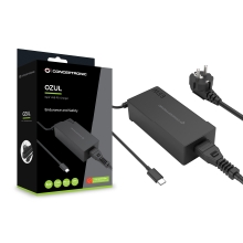 Cargador USB-C GAN Conceptronic OZUL09BE 65W PD cable integrado USB-C 1.8m Negro