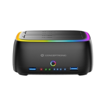 DOCKING CONCEPTRONIC DONN36B USB-C RGB DOBLE BAHIA SATA HDD SSD 2.5" 3.5" CLONADO OFFLINE 2XUSB-A SD