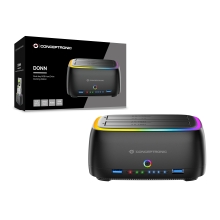 DOCKING CONCEPTRONIC DONN36B USB-C RGB DOBLE BAHIA SATA HDD SSD 2.5" 3.5" CLONADO OFFLINE 2XUSB-A SD