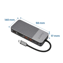 Ewent EW1156 base para portátil y replicador de puertos Alámbrico USB 3.2 Gen 1 (3.1 Gen 1) Type-C Aluminio