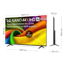 LG NANO 4K UHD AI 75NU850B6LA Televisor 190,5 cm (75") 4K Ultra HD Smart TV Wifi Negro