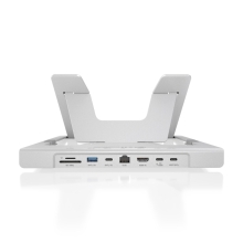 AISENS Soporte de Sobremesa Ajustable para Portatil / Tablet con USB-C Docking 7 en 1, Gris